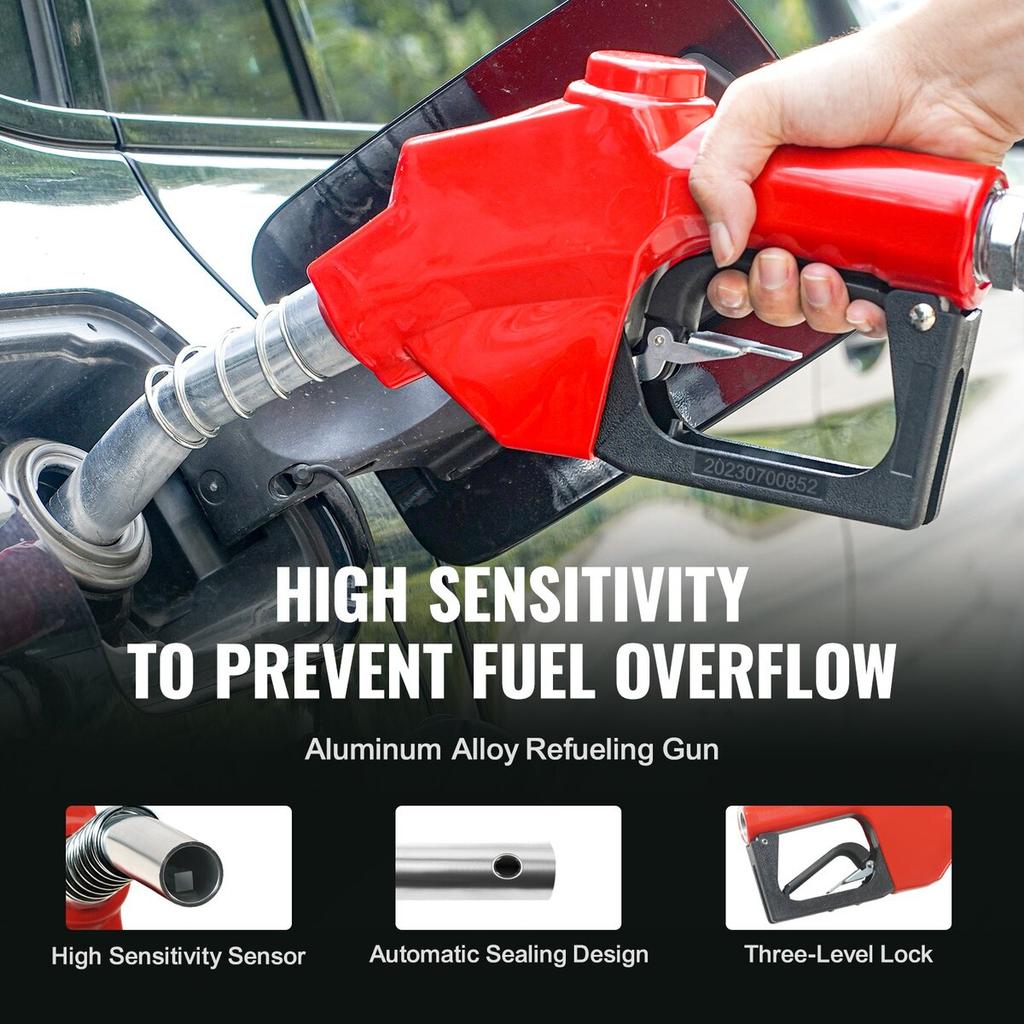 Fuel Hose Reel, 3/4" x 50', Extra Long Retractable Diesel Hose Reel, Heavy-Duty Carbon Steel Construction with Automatic Fuel Nozzle, NBR Rubber Hose