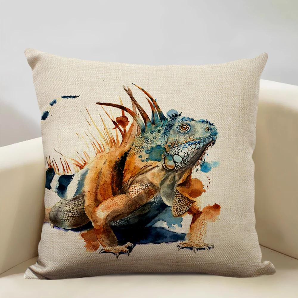 Акварельный Животное Лошадь Курица Ящерица Корова Антилопа Декоративная Наволочка 45x45см Чехол на Подушку для Дивана Домашний Декор