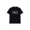 Компактная футболка с вышитым логотипом Versace, черные мужские топы 1011694-1A08584-1B000