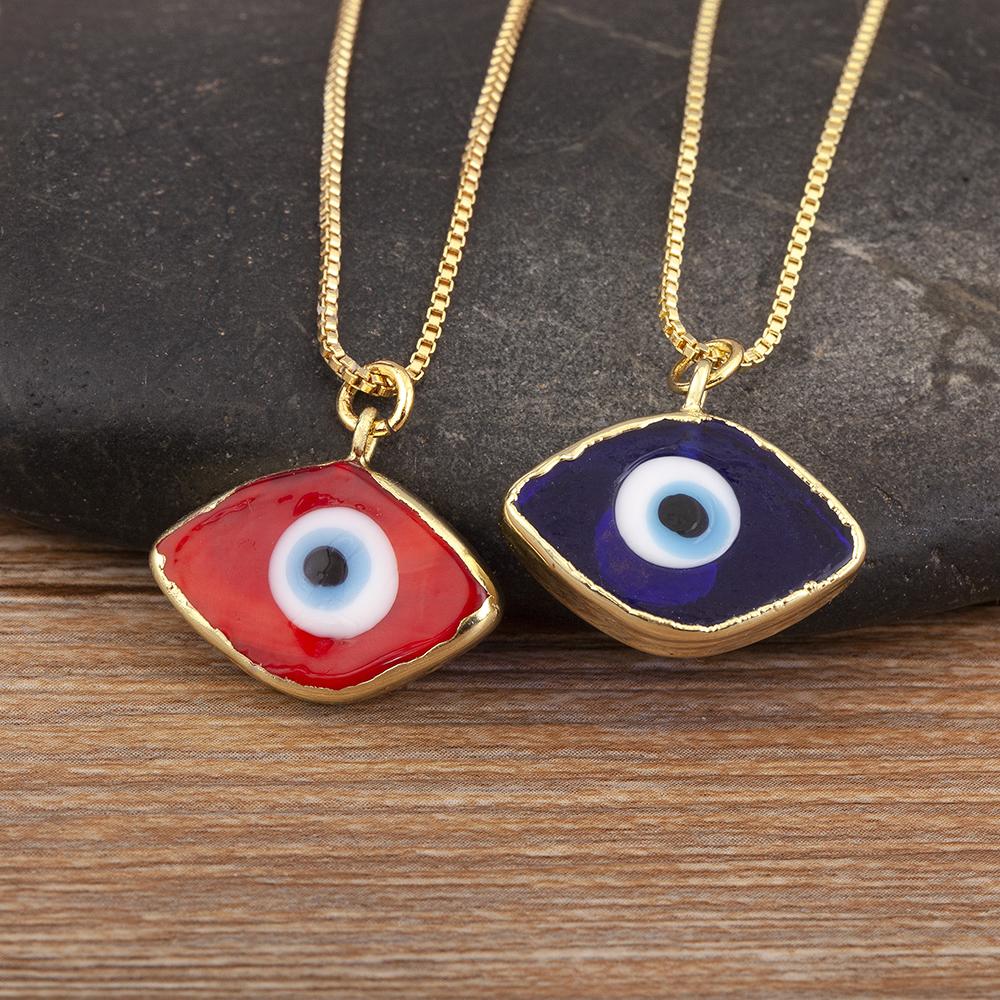 Nidin Trendy Turkish Evil Eye Pendant Necklace For Women Clavicle Chain Zirconia Amulet Protection Jewelry Charm Daily Wear Gift
