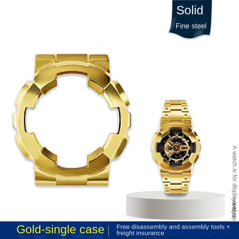 Модифицированный золотой корпус, безель, металлический ремешок для часов, набор для Casio G-SHOCK Black Samurai GA-110GB GA100 GA120, ремешок для часов из нержавеющей стали