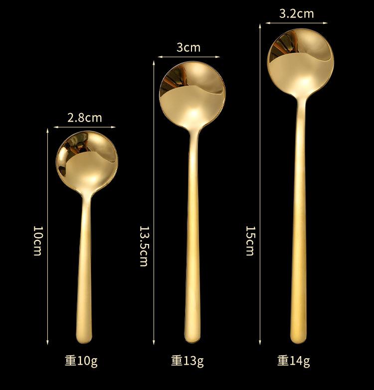3pcs/set 304 Stainless Steel Coffee Spoons Golden Dessert Spoon Household Tableware Stirring Spoon, Ice Cream Spoons