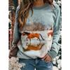 Trendy Casual Women's Tops 3d Fox Printed Round Neck Long Sleeve Shirts & Blouses Autumn & Winter Sweatshirts Female Clothes