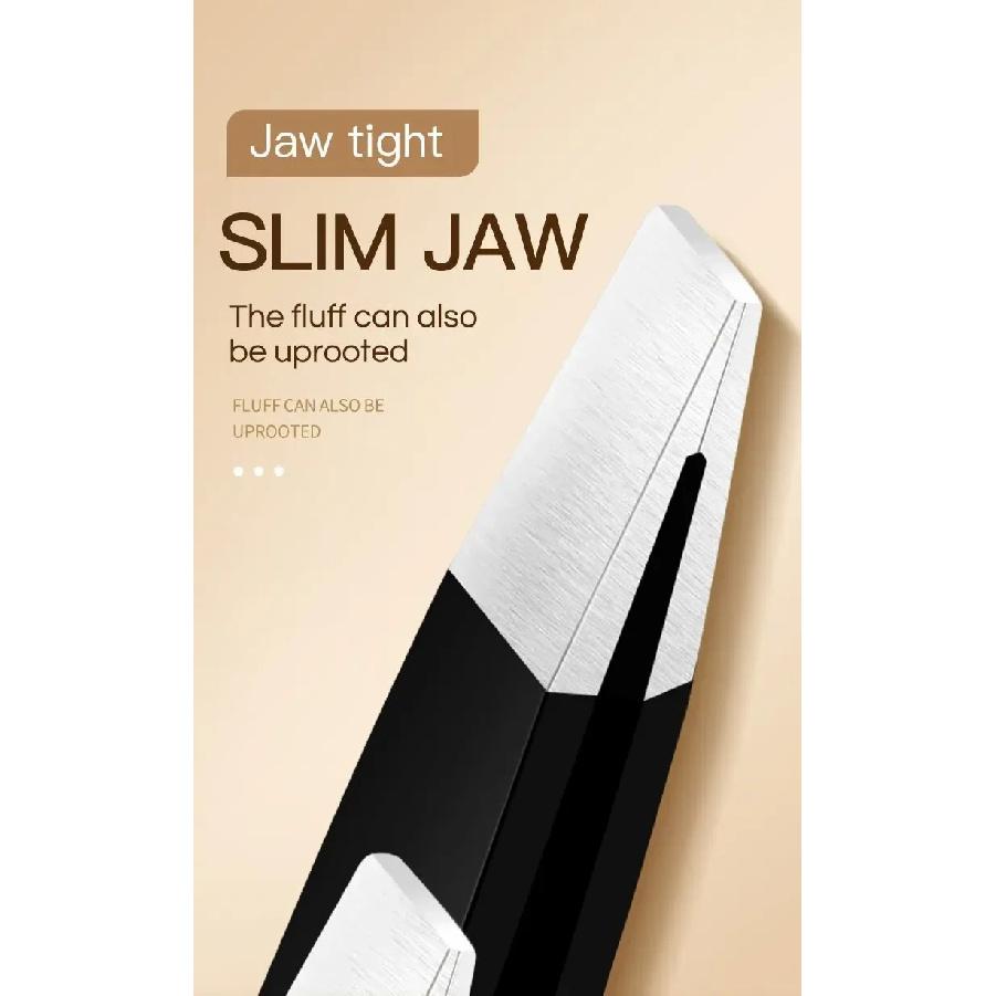 CNK Wholesale Stainless Steel Black Eyebrow Tweezer with Slant and Flat Point Beauty Tools for Eyebrows & Ingrown Hair Removal