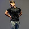 European Men's Cross-Border High Elastic Fitness Bodysuit - Short Sleeve Sports T-Shirt