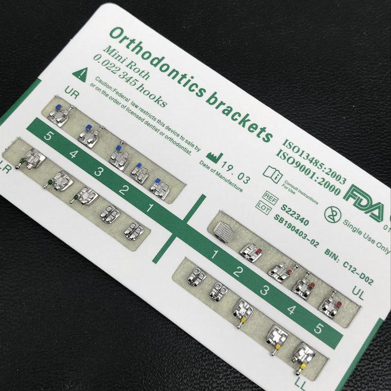 20 шт./упак., стоматологические ортодонтические металлические брекеты, кронштейн Mini Roth/MBT/Edgewise 022, крючки 345, стоматологический кронштейн