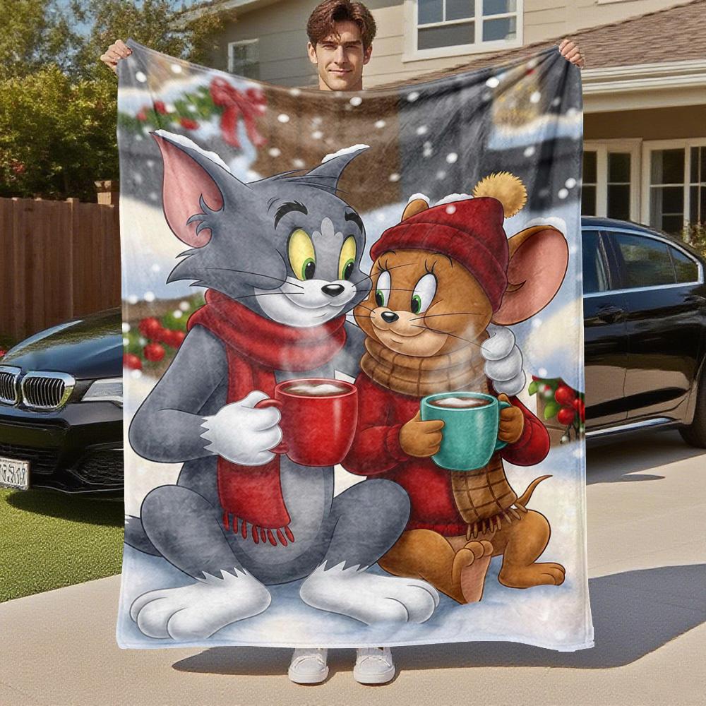 1pc Tom and JerryOutdoor Flannel Blanket Soft Plush Decor for Picnics, camping,Bedroom, Playroom, or Lunch Breakn1207A