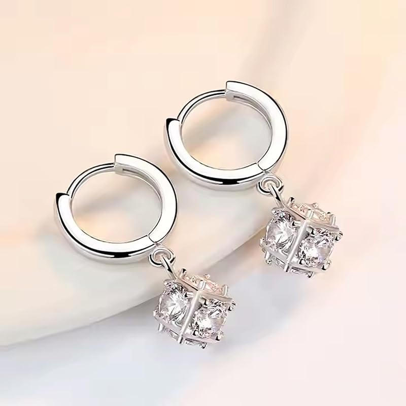 "YINCHIE" Earrings Ladies Popularity High Quality Zirconia Birthstone Hoop Earrings Sway Ring Compatible with Metal Allergies 18k Gold Platinum Plated