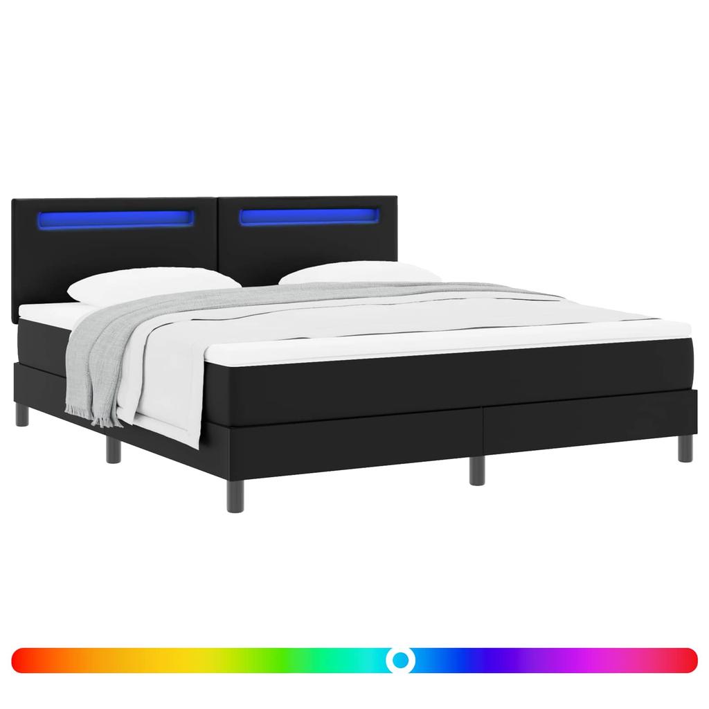 Box Spring Bed with Headboard Black 180 x 200 cm Faux Leather