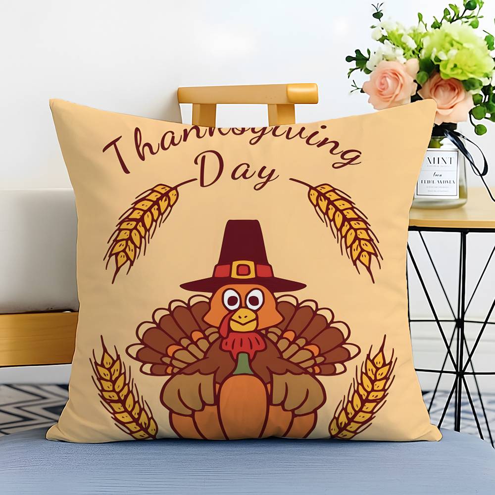 Милый индюк Празднуйте День благодарения Наволочка Принт Матовый флис Подушка На ощупь как кожа ребенка Экологичный Сублимационная печать