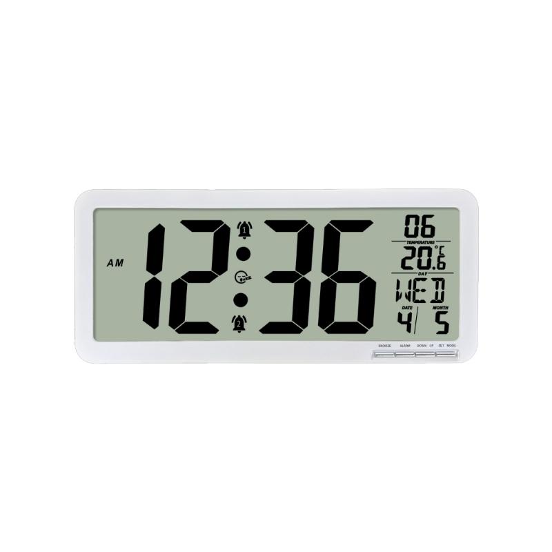 Большие цифровые настенные настольные часы LCD с дисплеем температуры, 2 будильника, функция повтора сигнала, работа от батареек, Декор для дома и офиса