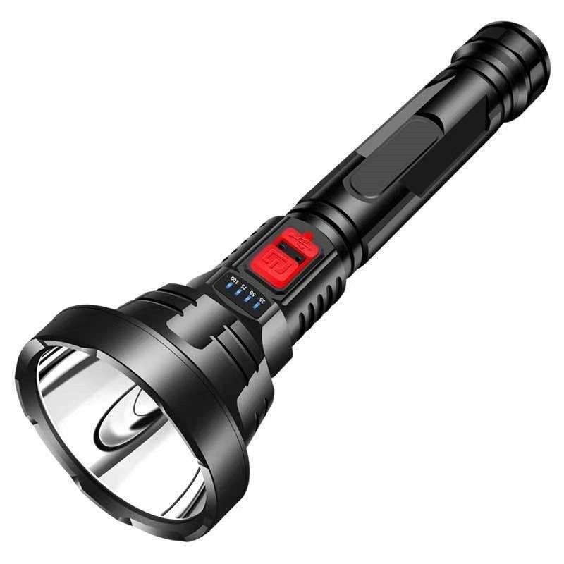 USB Rechargeable Long-Range LED Flashlight with Power Display