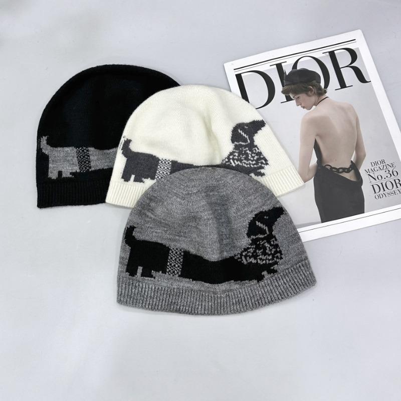 25 Новая шапка на раннюю осень, мужская и женская жаккардовая шапка, вязаная шапка, трендовая шерстяная шапка с вышивкой «Собачка-сосиска»