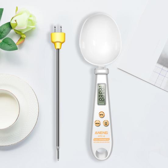 1 Набор 2-в-1 Многофункциональная ложка-весы ЖК-дисплей Точный зонд из нержавеющей стали Весы для измерения твердых и жидких ингредиентов