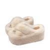 High Heel 9cm Fluffy Slippers Women Wear New Korean Version Fashion Versatile Home Cotton Drag Cross Slippers