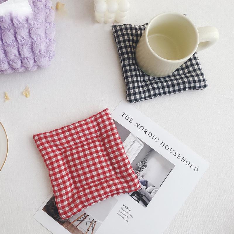 1 шт. 15*15 см настольный декор в клетку самодельный полиэфирный волокнистый квадратный стаканчик цветочный горшок изоляционный коврик