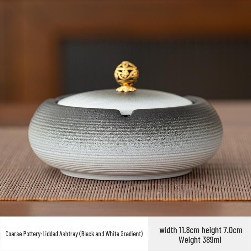 Large Ceramic Ashtray – Creative Retro Chinese Style for Living Room or Office