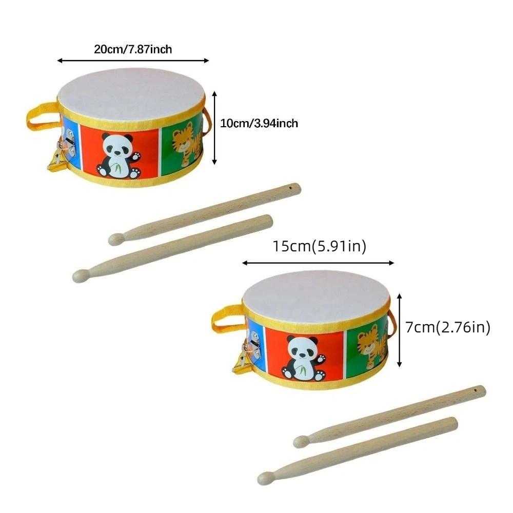 Montessori Instrument Hand Drum Toys Double Sided Wood Kids Drum Toys  Children Preschool