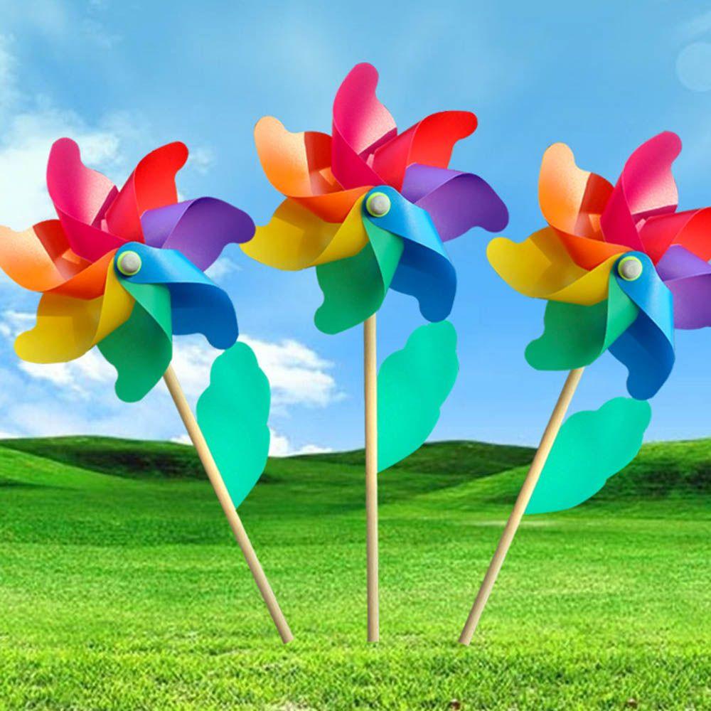 Whirligig Ornaments Lawn Wood Stick Wind Spinner Kids Toy Garden Decor Windmill