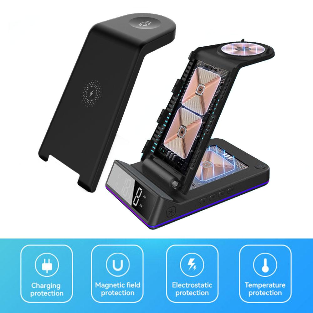 Складная подставка для беспроводного зарядного устройства, док-станция RGB со светодиодной подсветкой, 15 Вт, станция быстрой зарядки для Samsung Galaxy Watch 5/4 S22 S21 Iphone 14 Pro