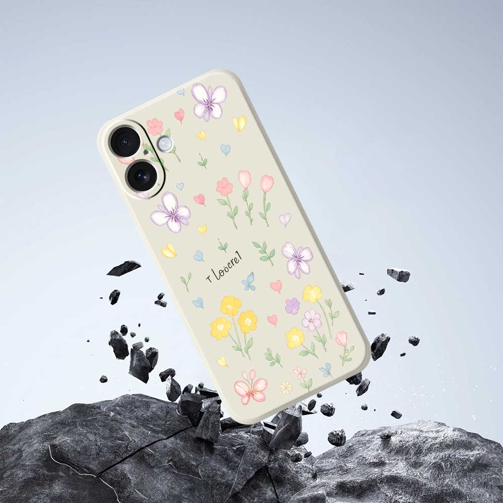 For iPhone 17 Case Small Flowers Pattern Printing Straight Edge TPU Phone Back Cover