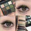 9 Colors Eyeshadow Palette Retro French Style Eyeshadow Black Olive Green Fine Non-flying Powder Lasting Eyeshadow Palette for Smoky Eye Makeup