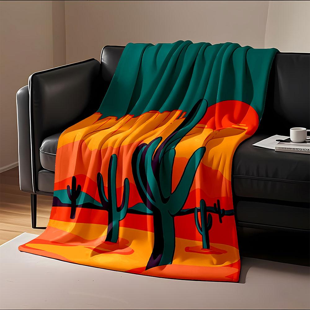 Desert Sunset with Cacti for all seasons blanket lunch break throw gift