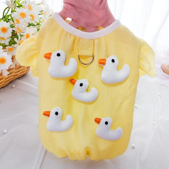 Желтая футболка для собак с уткой, летняя одежда для щенков с D-образным кольцом, жилет с рисунком для маленьких, средних и больших собак