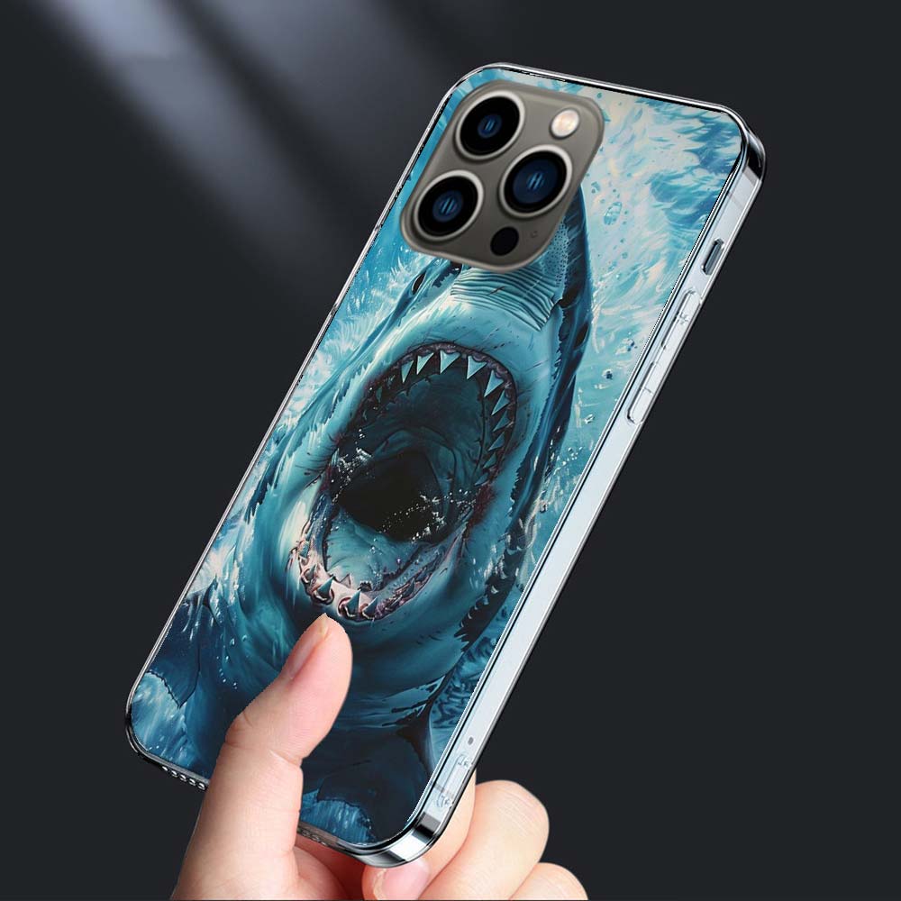 Чехол для телефона 'Пасть Глубоководной Злой Акулы' Для iPhone 16E 15 Pro 14 Plus 17E 16 17 Pro Max Air 11 12 13 Mini Ударопрочный