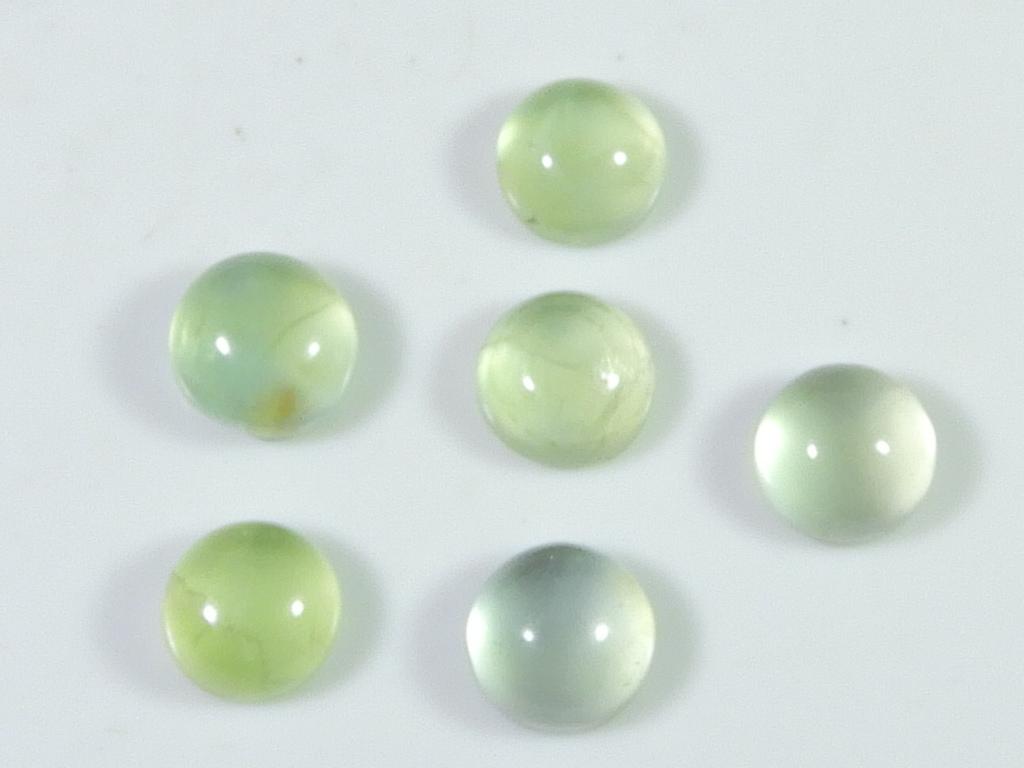15Cts. Натуральный зеленый пренит круглый кабошон драгоценный камень россыпью 6 шт. лот 8X8MM RQ-1952