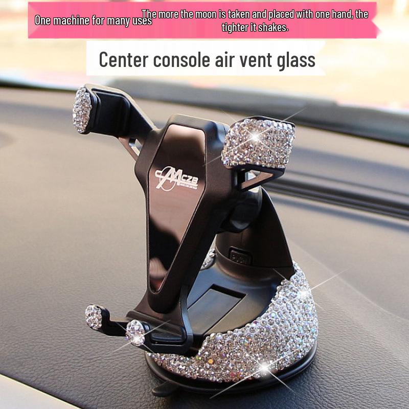 Универсальный автомобильный держатель для телефона с креплением на воздуховод, инкрустированный бриллиантами, с присоской
