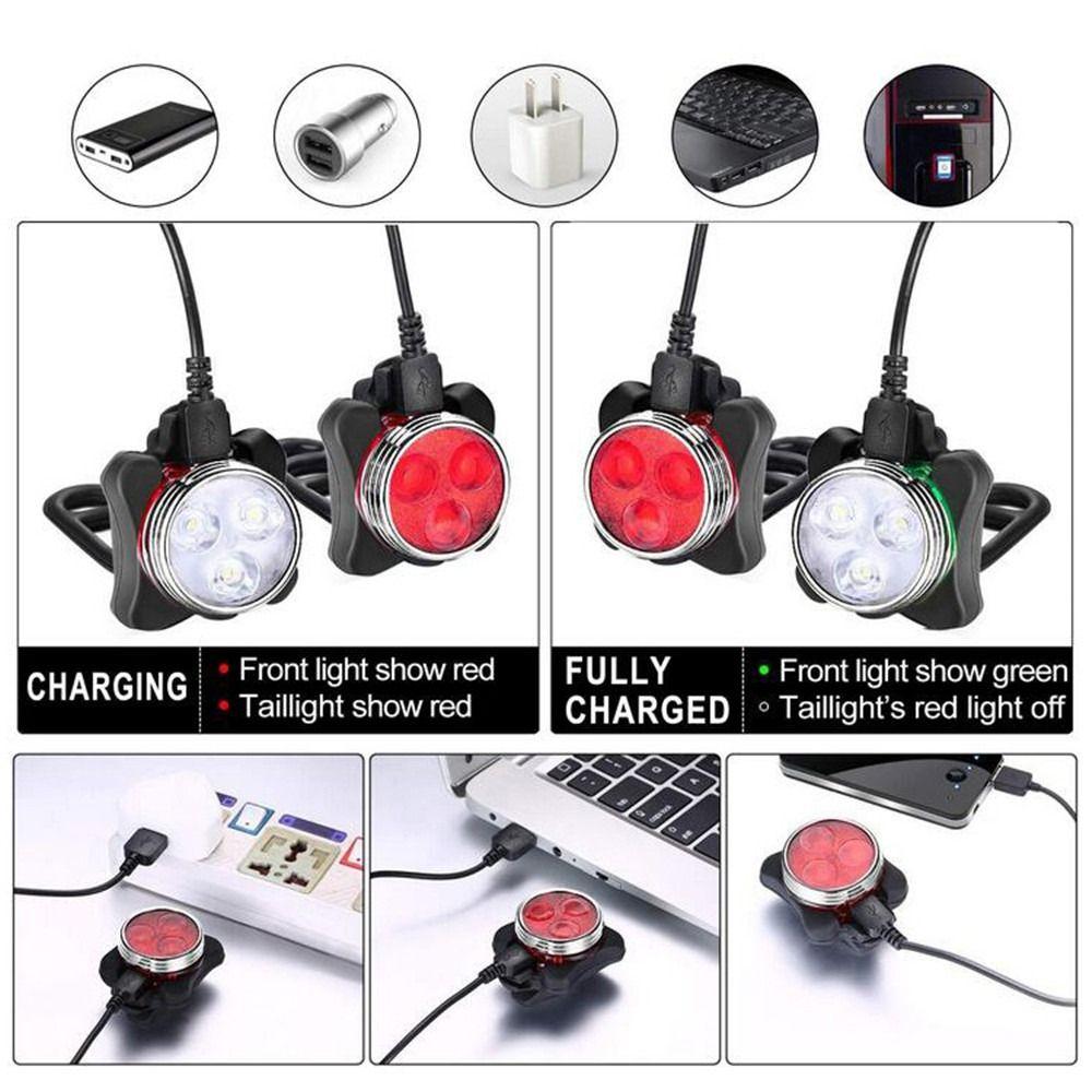 Front Headlight Cycling Bike Taillight USB Rechargeable Bicycle Lamp  Outdoor Sports