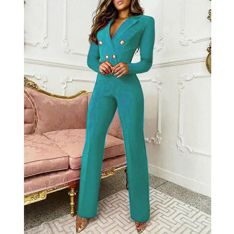 Women Fashion Slim Sleeveless Jumpsuit V Neck Profession OL Lady Clothes