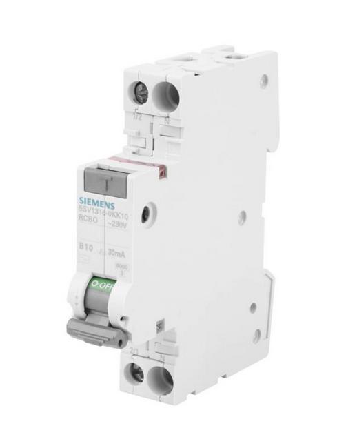 Differential circuit breaker 2P B 10A 0.03A type AC 6kA 30mA SENTRON 5SV1316-0KK10