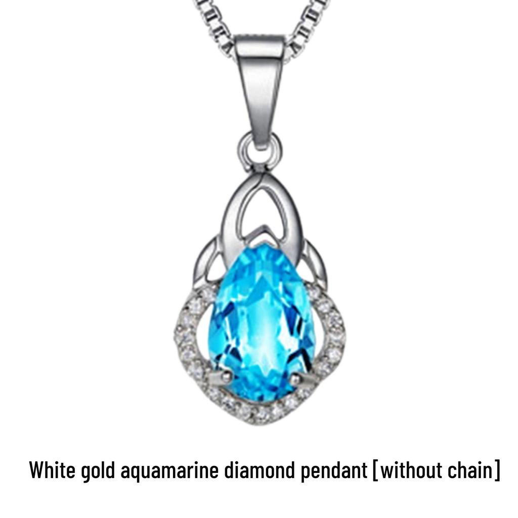 Ожерелье Yi Hua Капля Морской Голубой Топаз и Кристалл для Женщин