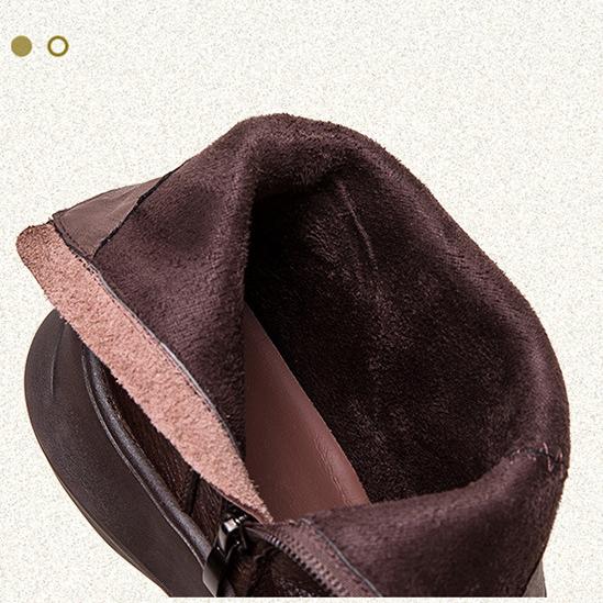 Johnature Короткие ботинки из натуральной кожи в стиле ретро с круглым носком и мягкой подошвой. Универсальная женская обувь