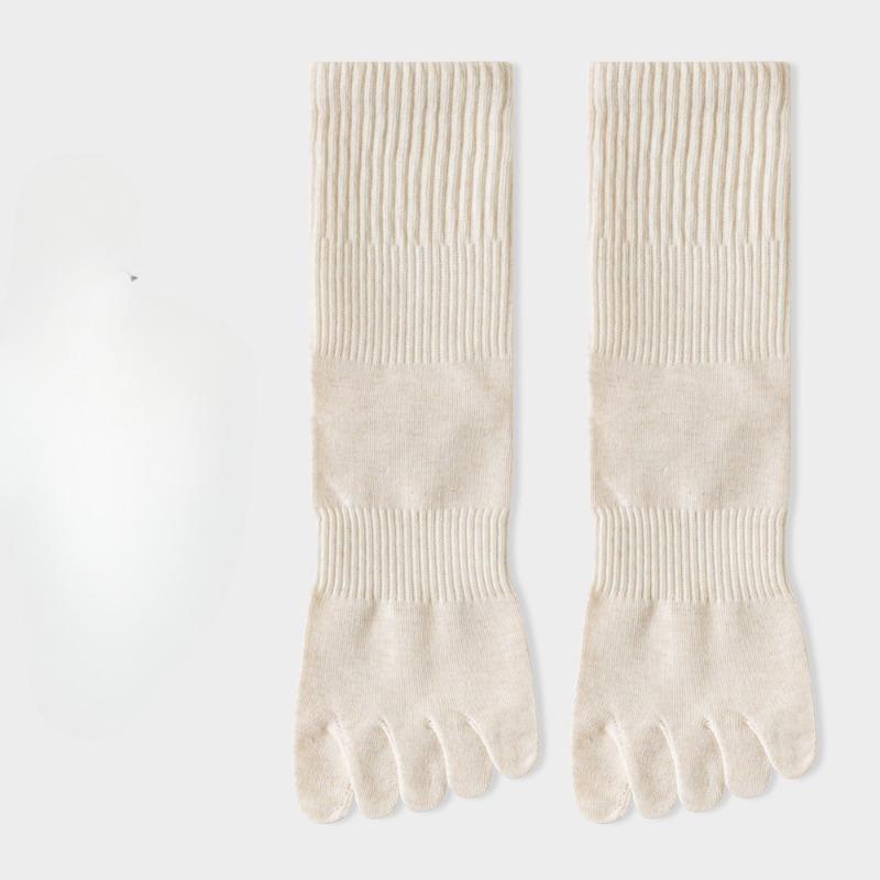 Носки с пятью пальцами, Женские хлопковые носки до середины икры, Антибактериальные, Влагоотводящие, Бесшовные спортивные носки, Тонкие однотонные носки с раздельными пальцами