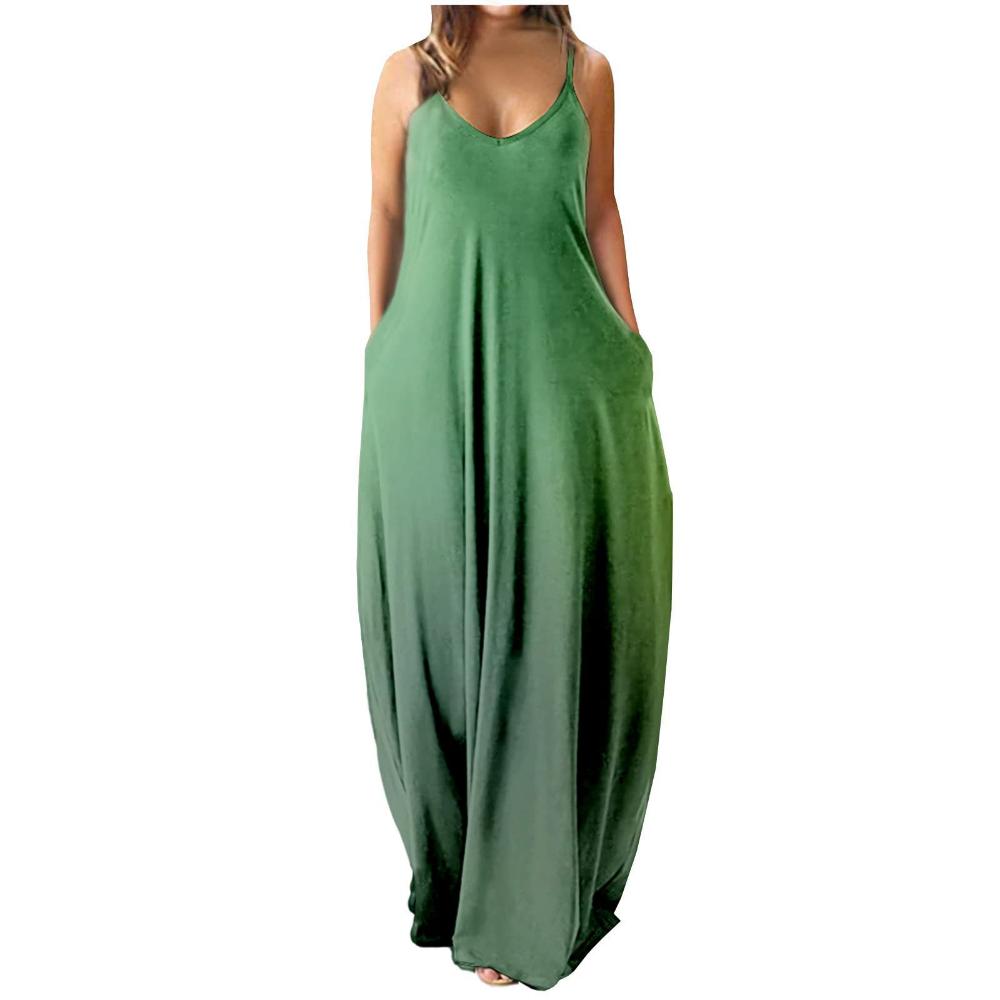 Летнее женское платье с бретелькой на шее, свободное платье больших размеров, женское сексуальное длинное платье с глубоким V-образным вырезом и принтом