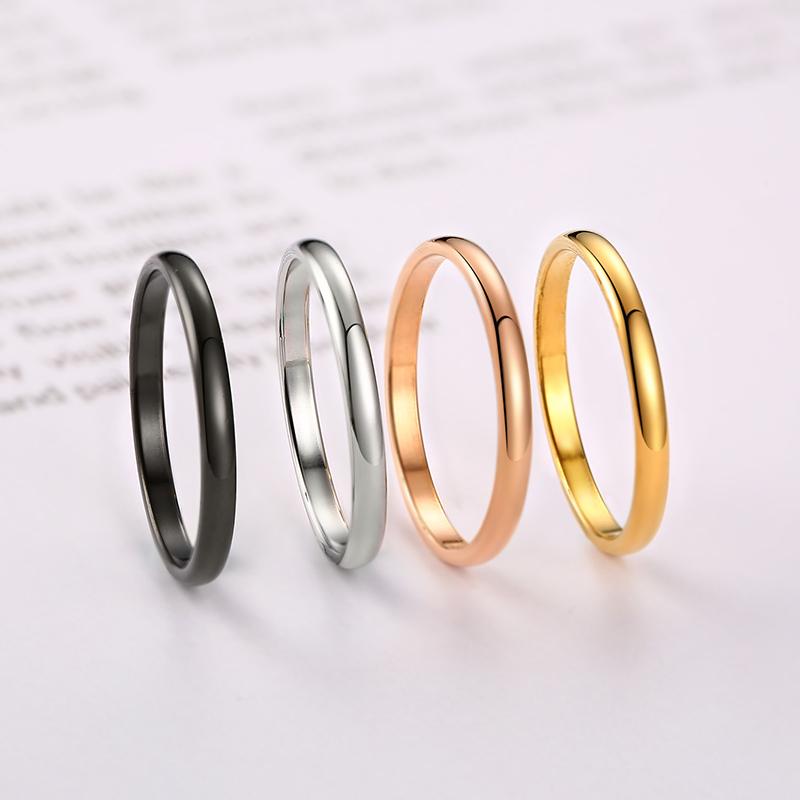 Минималистичный набор колец для stacking, Шикарный изгиб Кольца 'Розовый Кляп' для Женщин, Антиаллергическая Нержавеющая Сталь Металлические Свадебные Кольца Ювелирные Изделия