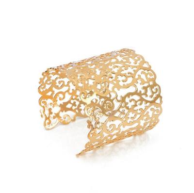 Браслеты-манжеты в стиле панк для женщин, большой широкий браслет, ювелирные изделия, модные массивные полые цветы, резные очаровательные ювелирные изделия