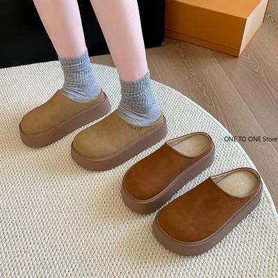 Мюли Тапочки Женская обувь Хаки Повседневные тапочки Плоские закрытые носки Мокасины на платформе Удобные универсальные женские пантофле