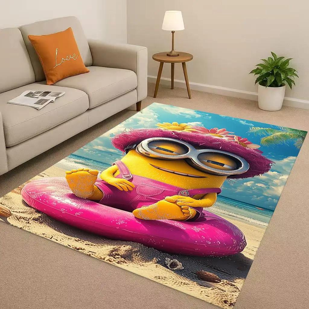 3D Cute Minions Cartoon Christmas Gift Living Room Non-Slip Area Rug Carpet for Bedroom Playroom Sofa,Home Decor Doormat