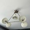 White Shades Sputnik Chandelier - Mid Century Italian Ceiling Fixture - Unique Bedroom & Kitchen Lighting, Modern Home Decor