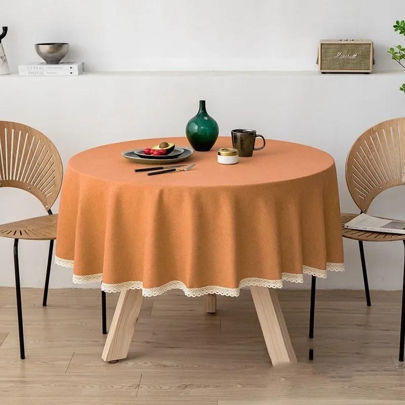 Кружевные скатерти водо- и маслостойкие скатерти для чая, кофе, круглые хлопчатобумажные льняные скатерти для свадебной вечеринки, украшения для дома, защитная накладка