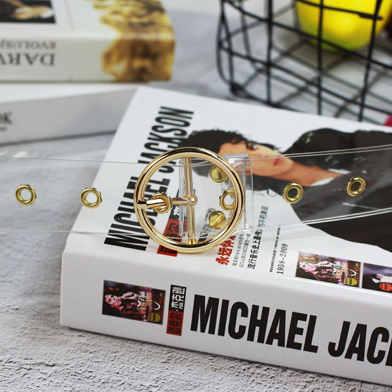 Fashion All-Match Resin Plastic Fully Transparent Belt Circle Buckle Porous Women's Belt Jeans Students'