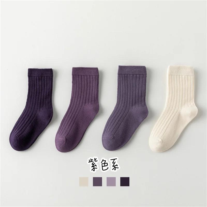 Высококачественные осенне-зимние новые детские носки однотонные Morandi Color Drawer Stripe детские носки универсальные милые носки для мальчиков и девочек