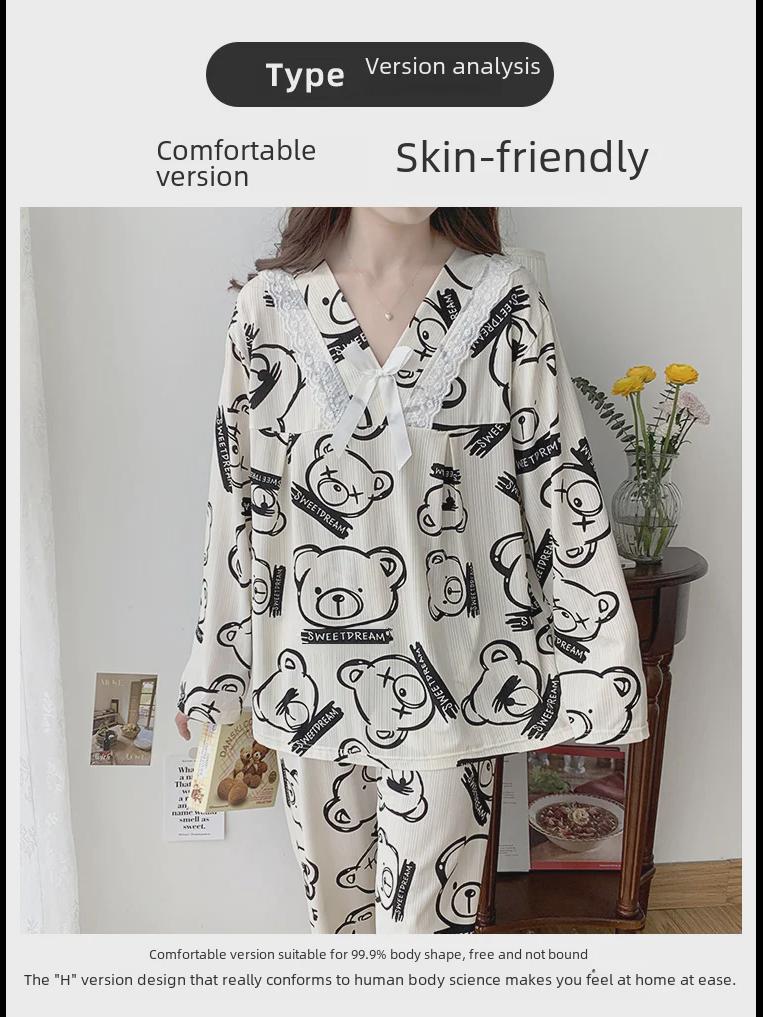 Пижама Sweet Princess для женщин больших размеров - комплект с длинными рукавами для весны и осени