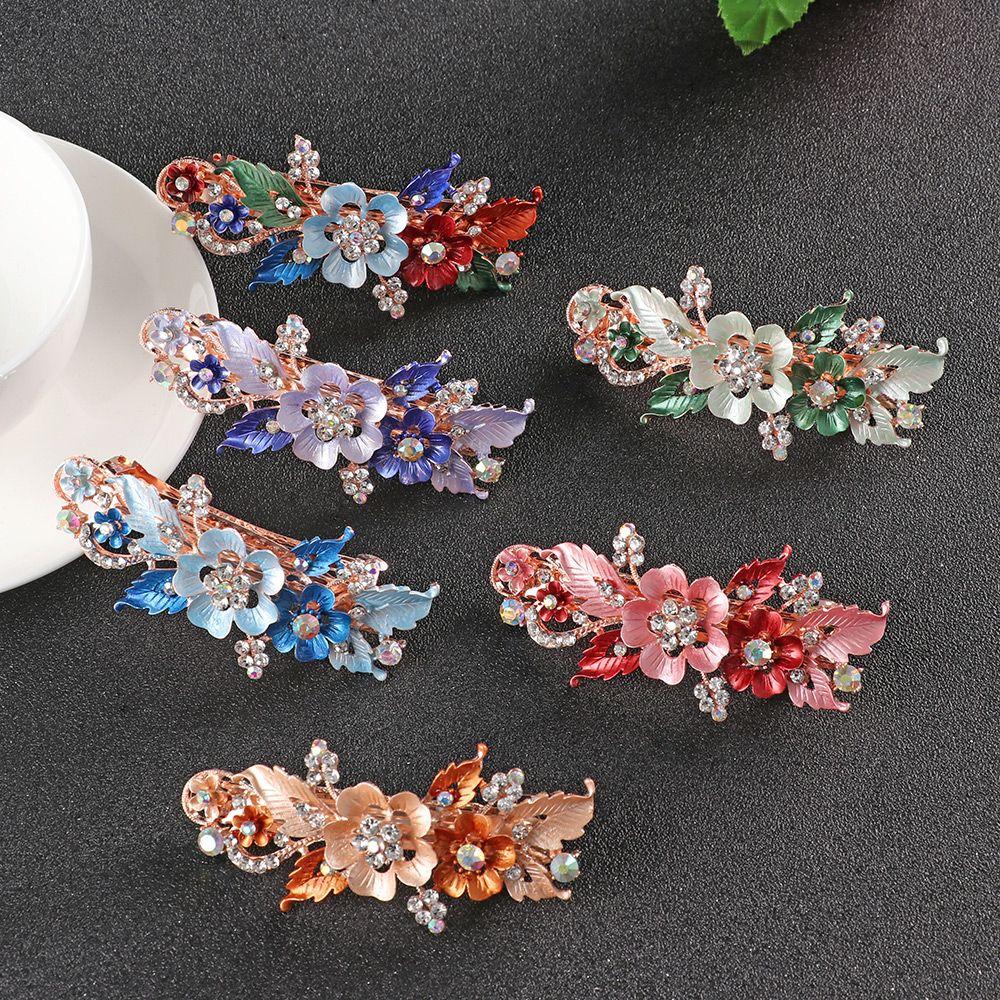 Women  Resin Tiara Crystal Hair Clip Headwear Accessories  Flower Barrettes  Cute Hairpin