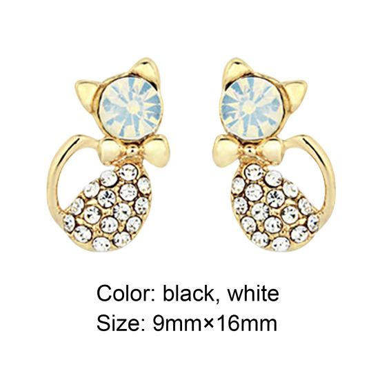 1 пара женских симпатичных сережек-гвоздиков со стразами в форме кошек, ювелирные изделия-гвоздики для вечеринки в клубе