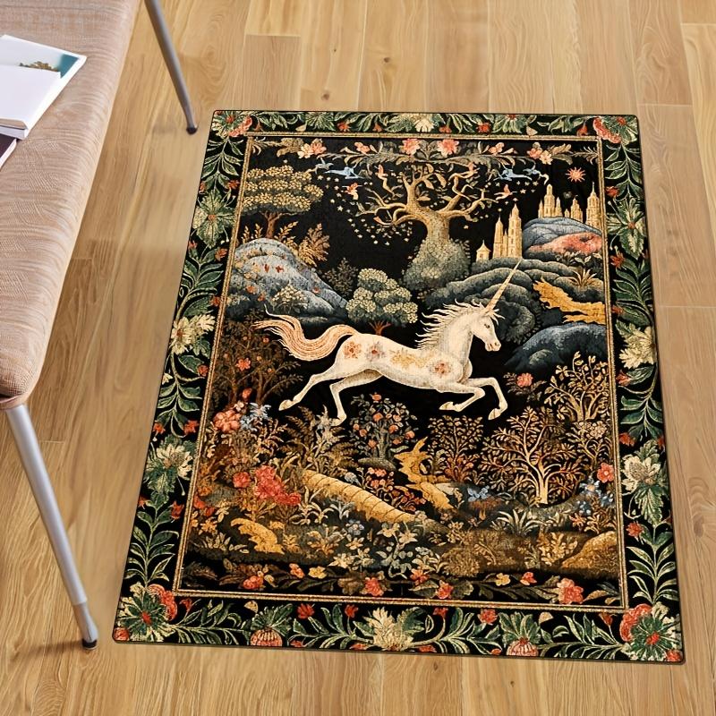 Enchanted Forest and Mythical Creature Design Large Area Rug - Anti-Slip,Indoor/Outdoor Versatile Mat,100% Polyester,for Living Room,Bedroom